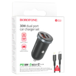 АЗУ Borofone BZ22, 1*PD30W + 1*QC3.0 + кабель Type-C на Lightning, черное