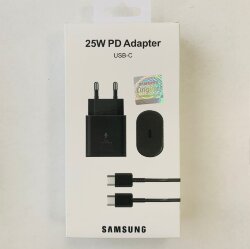 Сетевой адаптер Samsung 1 разъем Type-C PD 25W + кабель Type-C to Type-C, черный
