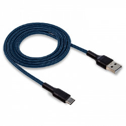 Кабель USB - Type-C WALKER C575 тканевый синий