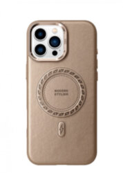 HDD MODERN LUX Чехол c Magsafe 2 в1 /эко кожа, подставка/ для iPhone 16 PRO десерт титаниум