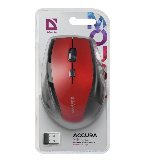 Мышь беспроводная Defender Accura MM-365, красная