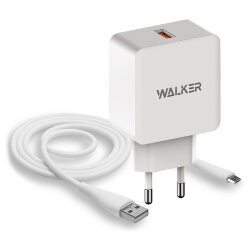 СЗУ WALKER WH-25 1 разъем USB QC3.0 3A + кабель MicroUSB белое