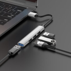 Разветвитель HAB Hoco HB26, USB to USB3.0 + USB2.0*3, серебро