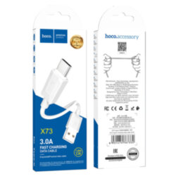 Кабель USB - Type-C HOCO X73 Sunway 3A, быстрый заряд, 1 метр, белый