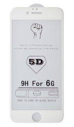 Стекло 5D "Full glue" с рамкой для Apple iPhone 6 белое, тех.упаковка