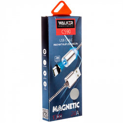 USB кабель на iPhone 5 WALKER C590 магнитный с индикатором черный*