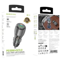 АЗУ Borofone BZ30, 1*PD30W + 1*QC3.0, прозрачный корпус, черное