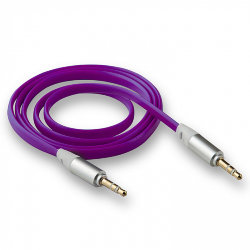 AUX кабель 3,5 * 3.5 WALKER WCA-051 четырехконтактный плоский в пакете фиолетовый