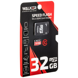 WALKER microSDHC 32GB High-Capacity (Class 10) с адаптером