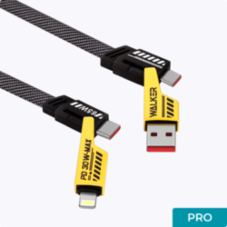 Кабель USB/Type-C - Type-C/Lightning WALKER C980, 65W, 4 in 1, черно-желтый