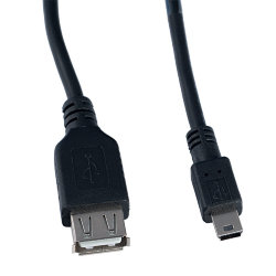 Мультимедийный кабель Perfeo miniUSB (папа) - USB (мама) черный 0,5м