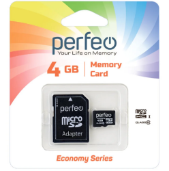 Perfeo microSD 4GB High-Capacity (Class 10) с адаптером Economy Series