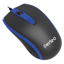 Мышь проводная Perfeo PROFIL, USB, 4 кнопки, черно-синяя