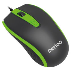 Мышь проводная Perfeo PROFIL, USB, 4 кнопки, черно-зеленая