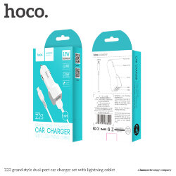 АЗУ HOCO Z23, 2*USB, 2.4A, 12W + кабель Lightning, Soft Touch, белое