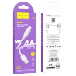 USB кабель на iPhone 5 HOCO X96 Hyper 2.4A, 1 метр, белый