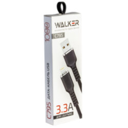 USB кабель на iPhone 5 WALKER C795, мягкий силикон, черный 3.3A