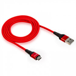 Кабель USB - MicroUSB WALKER C970 магнитный, быстрый заряд 30W, красный 3.3A*