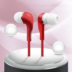 Наушники MP3 WALKER H110 плоский провод красный (пакет)
