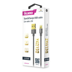 USB кабель на iPhone 5 Olmio DELUXE 2,1A серый