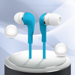 Наушники MP3 WALKER H110 плоский провод синий (пакет)