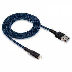 USB кабель на iPhone 5 WALKER C575 тканевый синий