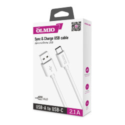 Кабель USB - Type-C Olmio белый 1 метр