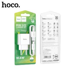 СЗУ HOCO C106A, 1*USB, 2.1A + кабель Lightning, блистер, белое