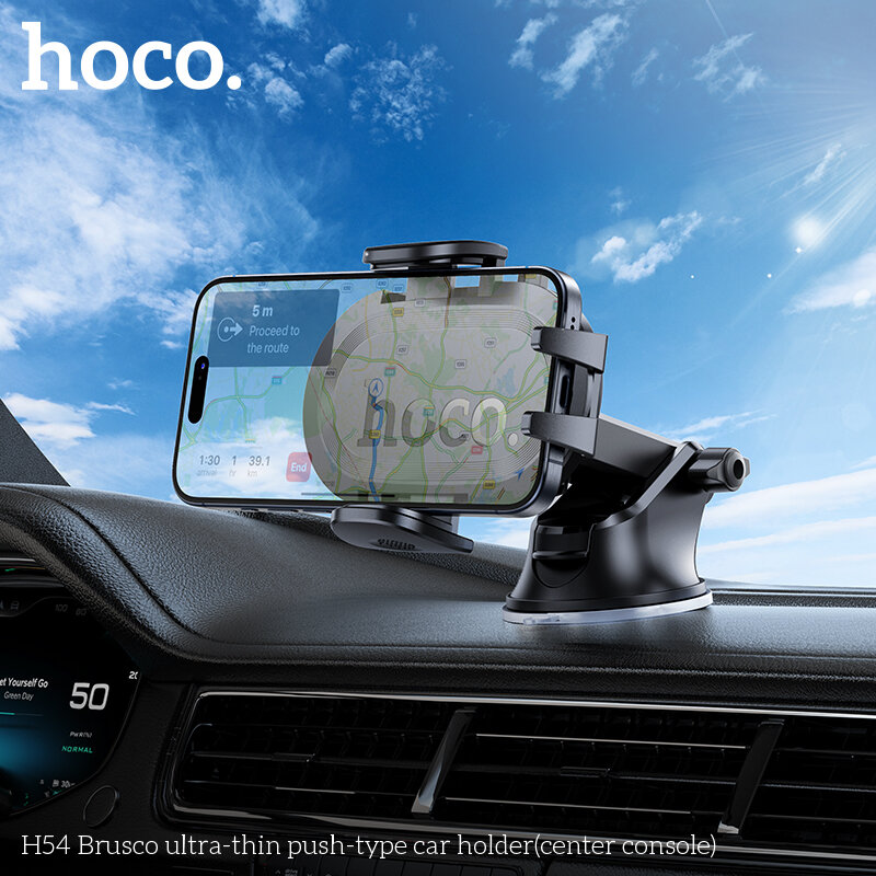 Держатель автомобильный Hoco H54 Brusco, на приборную панель/стекло, зажимы, черный