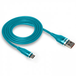 Кабель USB - MicroUSB WALKER C735 прорезиненный с металл. разъемом синий 3.1A