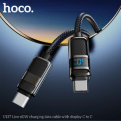 Кабель Type-C - Type-C HOCO U137, 60W, 1.2 метра, Digital Display, черный