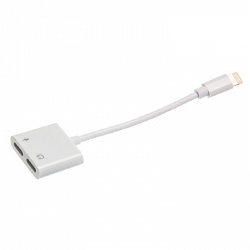 Адаптер WALKER WA-013 iPhone (папа) - 2в1 iP наушник (мама) + iP зарядка кабель белый