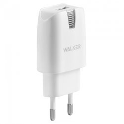 Сетевой адаптер WALKER WH-11 1 разъем USB 1A, с индикатором, белый*