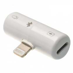 Адаптер WALKER WA-015 iPhone (папа) - 2в1 AUX (мама) + iP зарядка Bluetooth белый