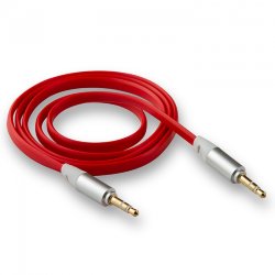 AUX кабель 3,5 * 3.5 WALKER WCA-051 четырехконтактный плоский в пакете красный