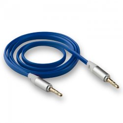 AUX кабель 3,5 * 3.5 WALKER WCA-051 четырехконтактный плоский в пакете синий