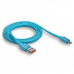 USB кабель на iPhone 5 WALKER C755 плоский синий*