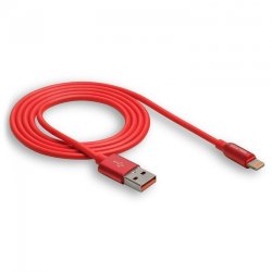 USB кабель на iPhone 5 WALKER C725 металл. разъем красный*