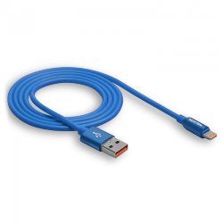 USB кабель на iPhone 5 WALKER C725 металл. разъем синий*