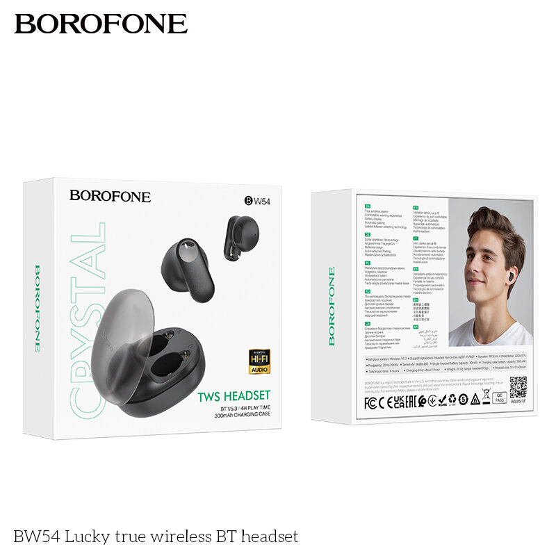 Наушники Bluetooth BOROFONE BW54 Lucky ANC TWS, черные
