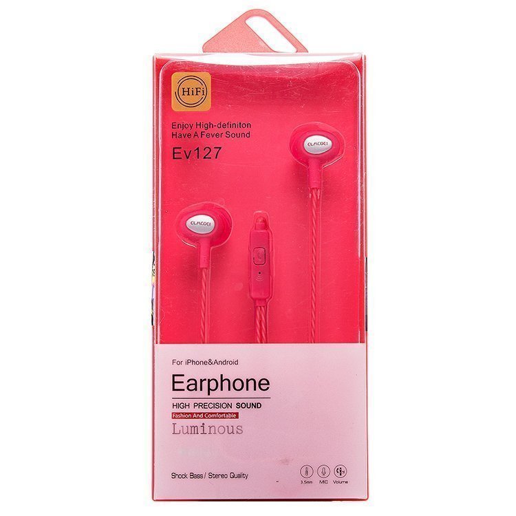 Гарнитура MP3 Elmcoei EV-127 с кнопкой ответа розовая