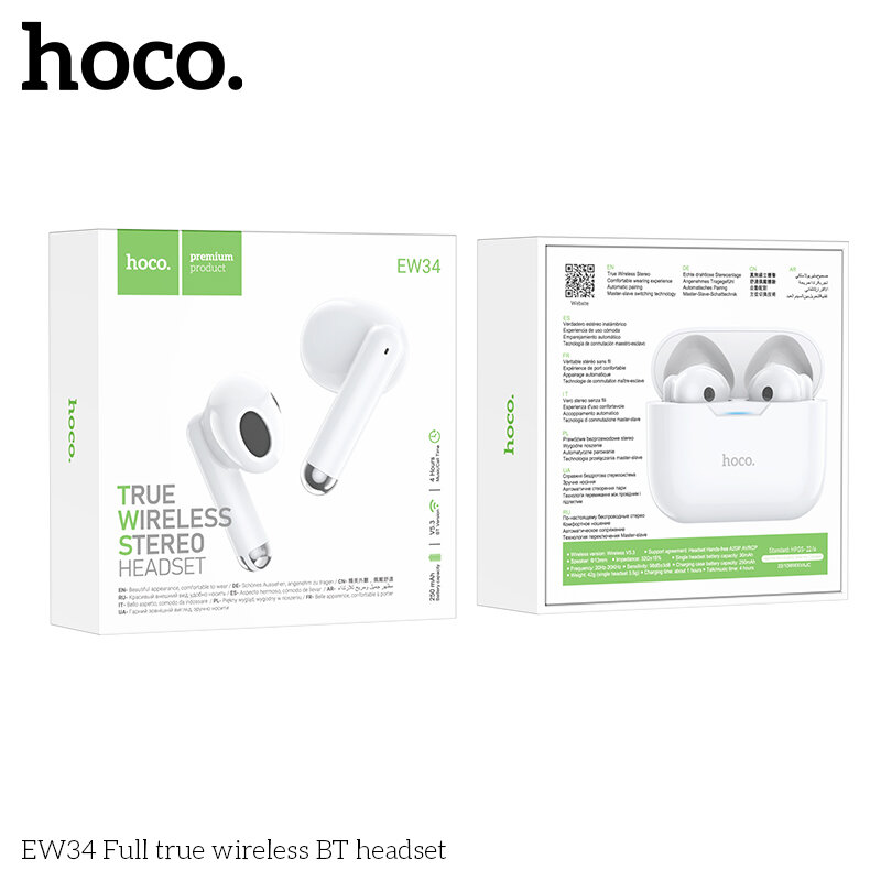 Наушники Bluetooth HOCO EW34 Full TWS, белые