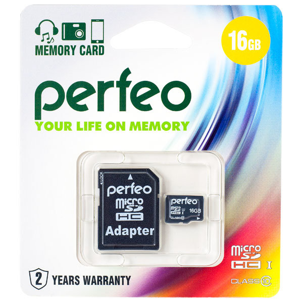 Perfeo microSD 16GB High-Capacity (Class 10) с адаптером