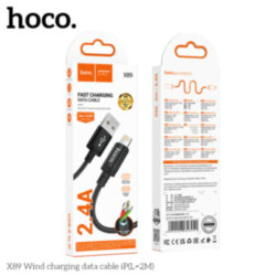 USB кабель на iPhone 5 HOCO X89 Wind 2.4A, 2 метра, черный