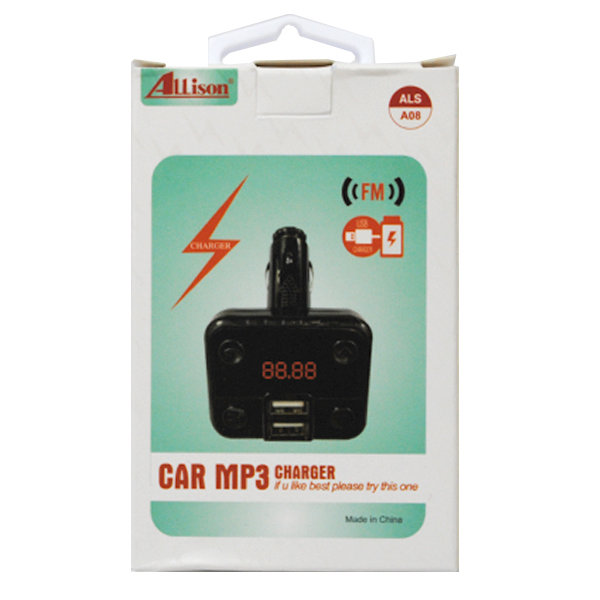 FM-модулятор MicroSD/2 USB/AUX/пульт ALS-A08 черный