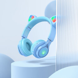 Гарнитура Bluetooth HOCO W39 Cat ear полноразмерная, синяя