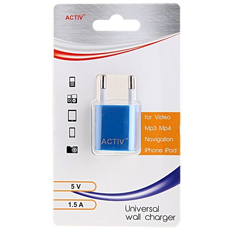 Сетевой адаптер Activ TAU1-1.5A-01 кубик синий
