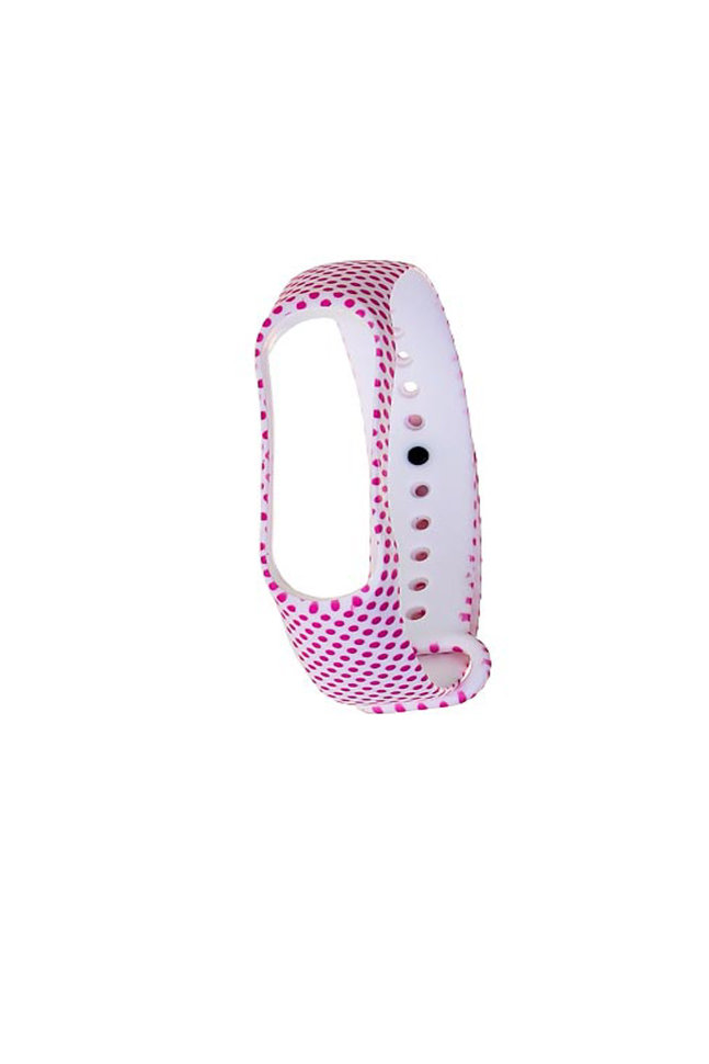 Ремешок силиконовый для Xiaomi Mi Band 3/4 принт бело-розовый