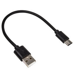 Кабель USB - Type-C WALKER C055 в пакете черный 0,2 метра