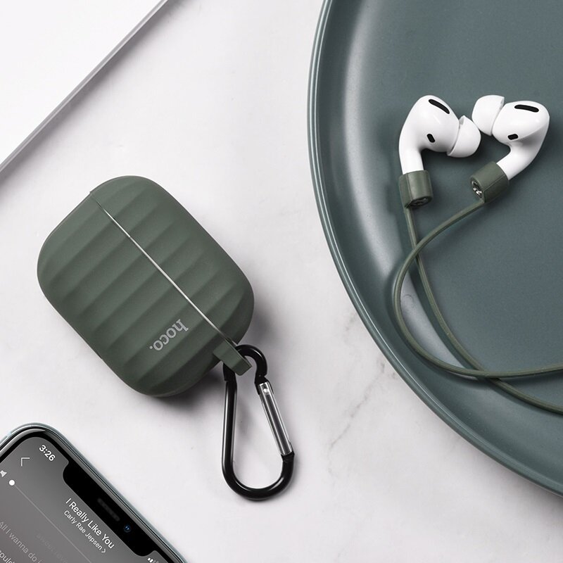 Чехол Hoco WB20 для кейса AirPods Pro силиконовый, темно-зеленый